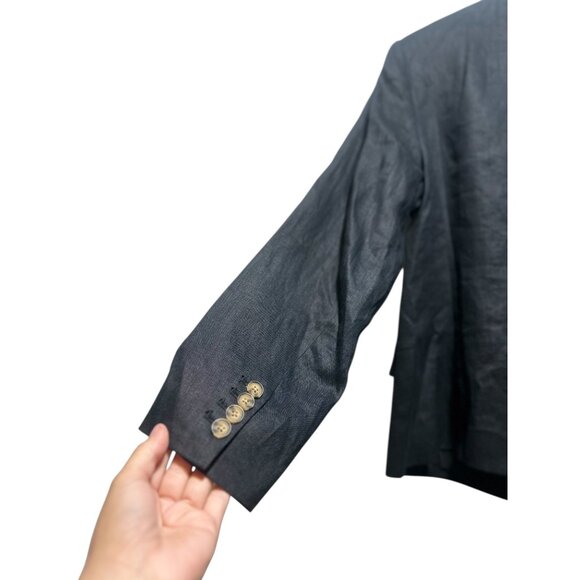 Quince European 100% Linen Structure Blazer Women Large Black Preppy Office Goth - Picture 11 of 16